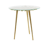 Aluminum Metal Side End Accent Table End Table with Clear Glass Top