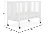 Quinn Full-Size Folding Crib In White, Removeable Wheels, Modern Nursey, Adjustable