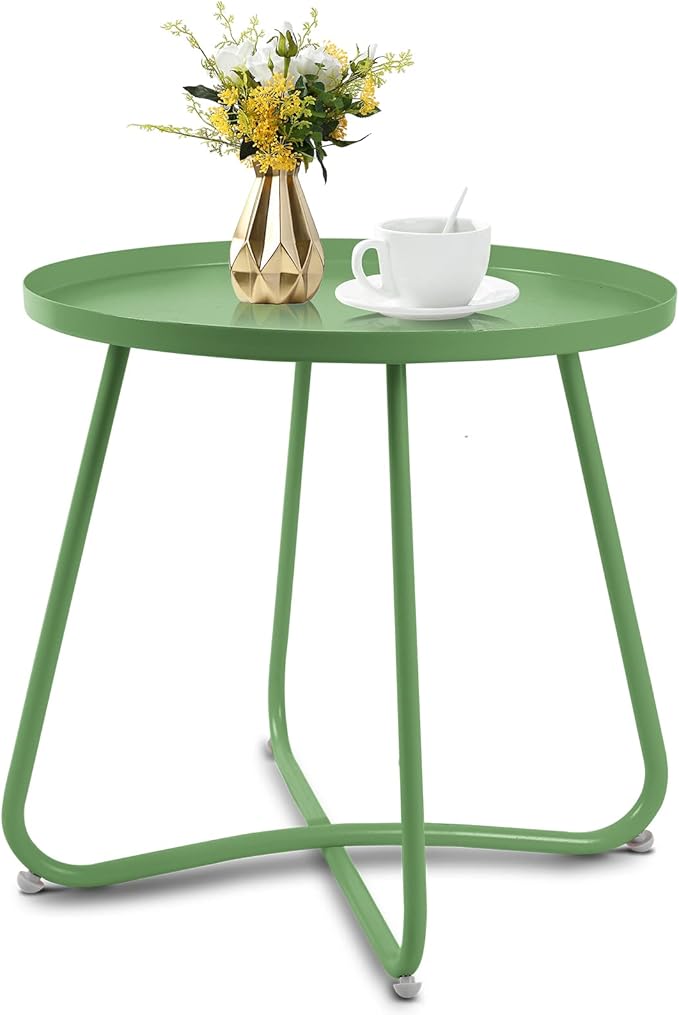 Yellow Outdoor Side Tables, Small Outdoor Table, Round Patio Side Table