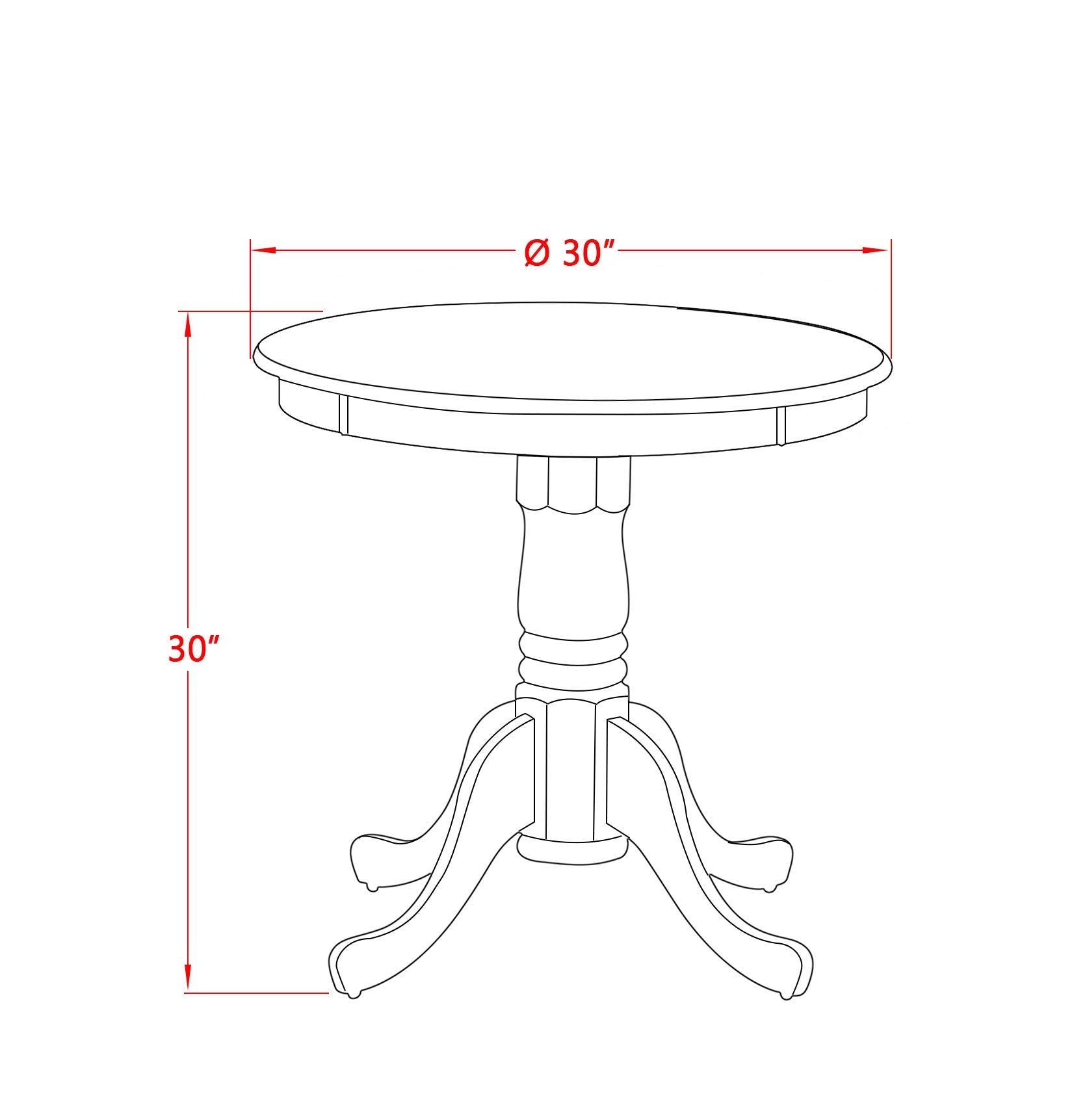 Eden 3 Piece Dinette Set for Small Spaces Contains a Round Table with Pedestal and 2 Dining Room Chairs