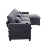 Corduroy Cloud Sectional Couch, Modern Comfy Modular L-Shaped Sectional Sofa