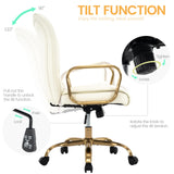 Modern Upholstered Mid-Back Office Chair with Wheels