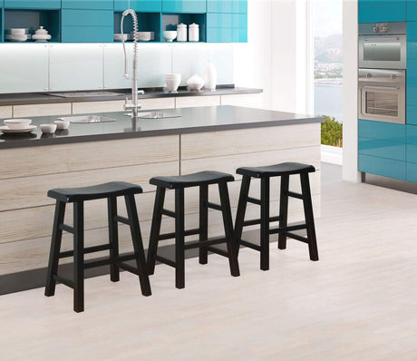 Heavy-Duty Solid Wood Saddle Seat Kitchen Counter Height Barstools, 24 Inches