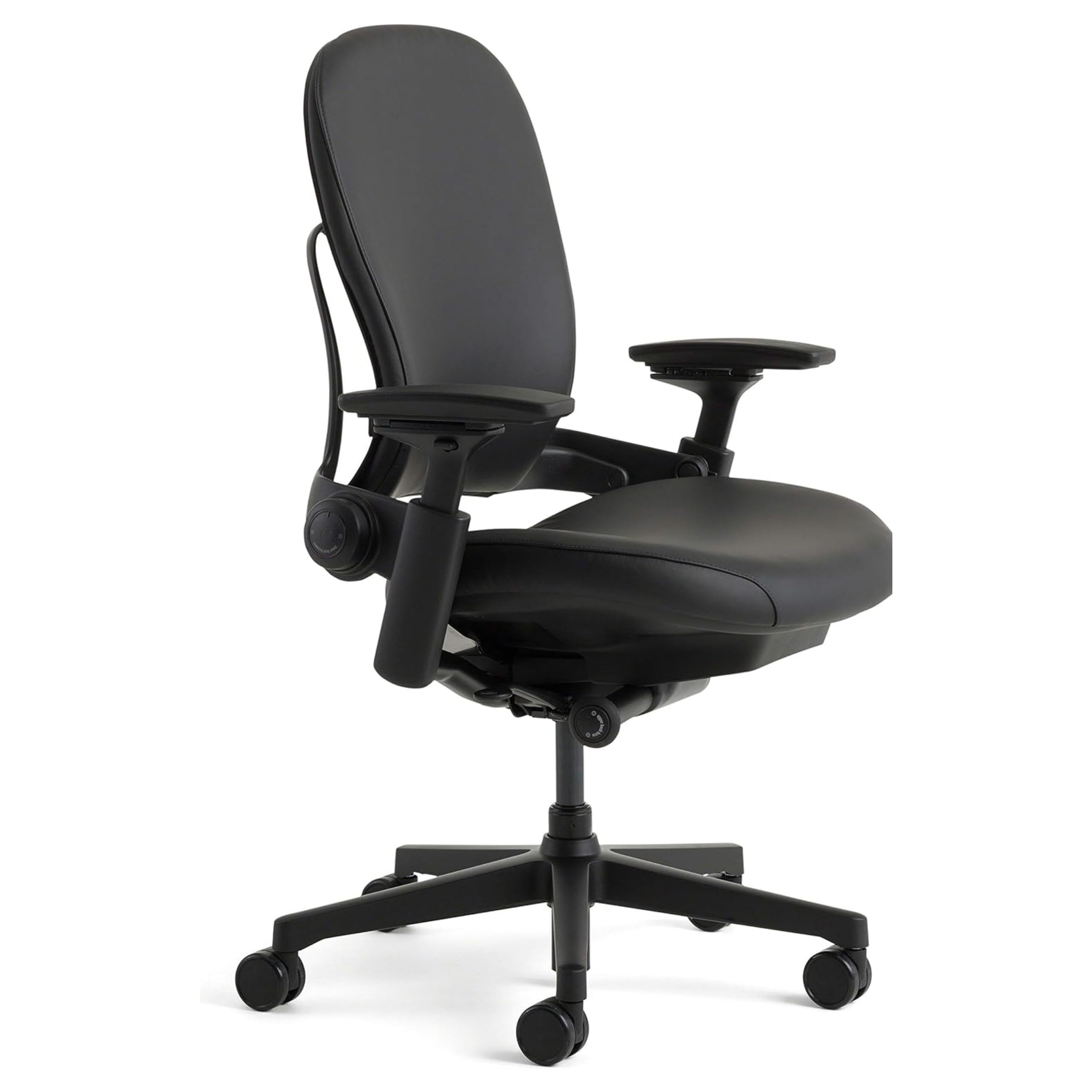 Office Chair - Ergonomic Work Chair with Wheels for Carpet Flooring - Work Chair Supports Unique Body Shape - with Natural Glide System & Liveback Technology - Black Leather