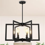 Black Chandelier, 6-Light Farmhouse Chandeliers for Dining Room Lighting Fixtures Hanging