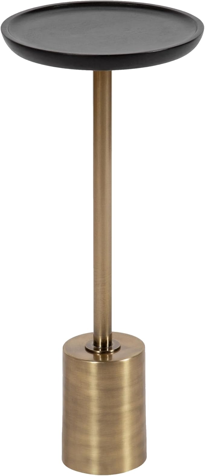 Xyler Transitional Round Wood and Metal Drink Table for Use as Plant Pedestal