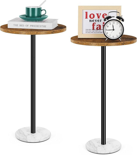 Round Side Table Small End Table Set of 2 Black Round Coffee Table Modern Nightstand