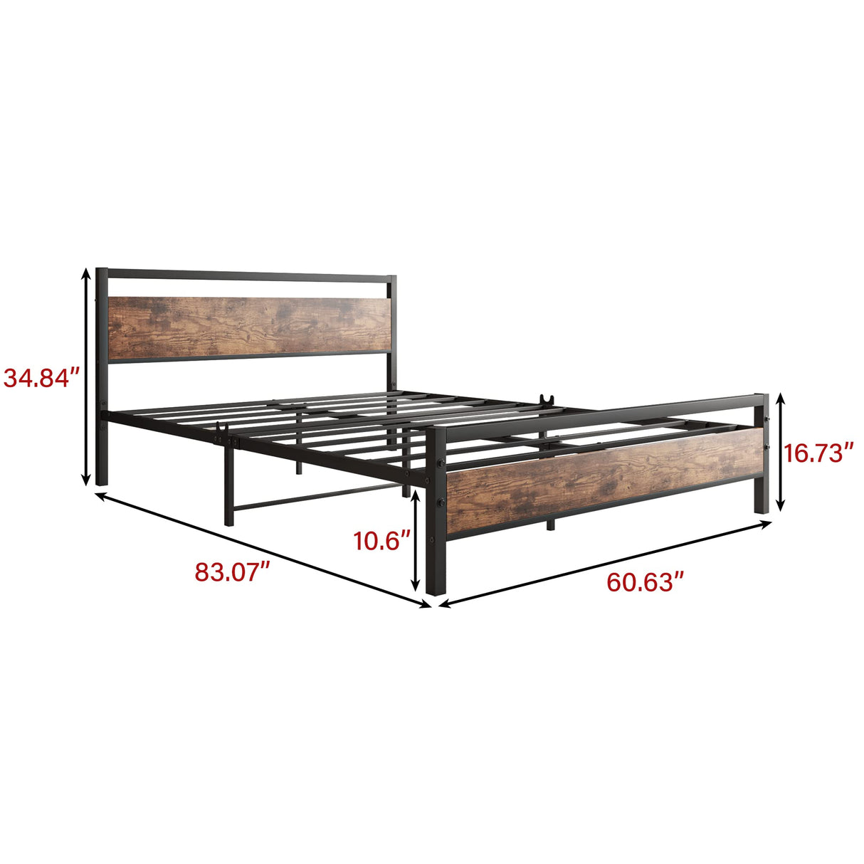 Black Queen Size Bed Frames with Wood Headboard,Heavy Duty Platform Bed Frame