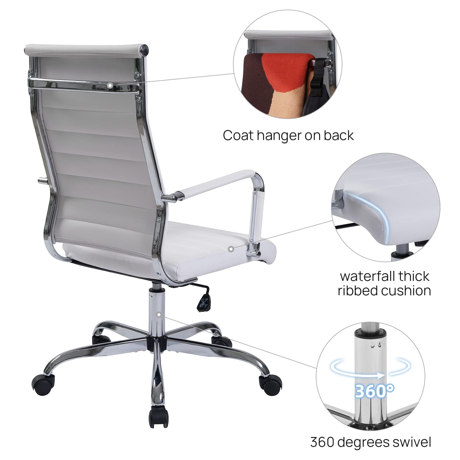 Office Task Chair Set of 6, Ergonomic Desk Chair Leather Conference Room Chairs