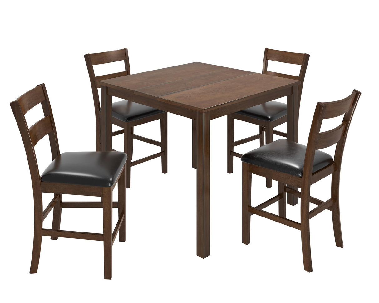 Wood 5-Piece Dining Table Set, Mid Century Modern Dining Table W/ 4 Chairs, Chairs