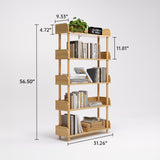 Wooden Open Bookshelf, Modern Display Shelf with Standing Storage Rack, Multifunctional Bookcase for Home and Office, Living Room, Bedroom, Library (Oak, 5-Tier)