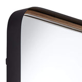 Uttermost Rounded Corner Rectangular Vanity Decorative Wall Mirror Modern Rustic Gold Black Iron Frame Beveled Edge 24" Wide for Bathroom Bedroom Living Room Home House Office Entryway
