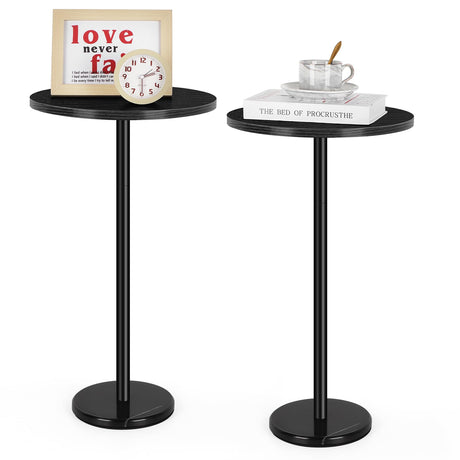 Round Side Table Small End Table Set of 2 Black Round Coffee Table Modern Nightstand Kids Bedside Table Outdoor Accent Table for Small Spaces Living Room Bedroom Patio - Bircata