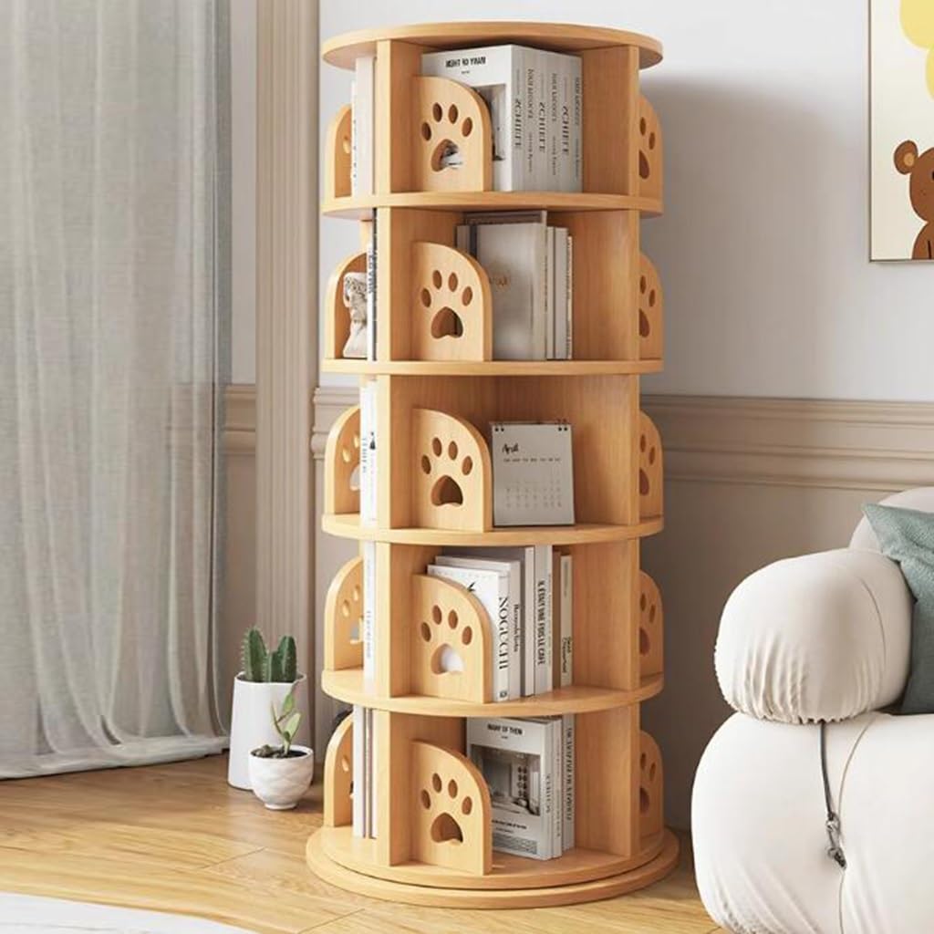 Bookshelf Tower, Round Rotating Bookcase, Revolving Bookcase for Kid and Adults