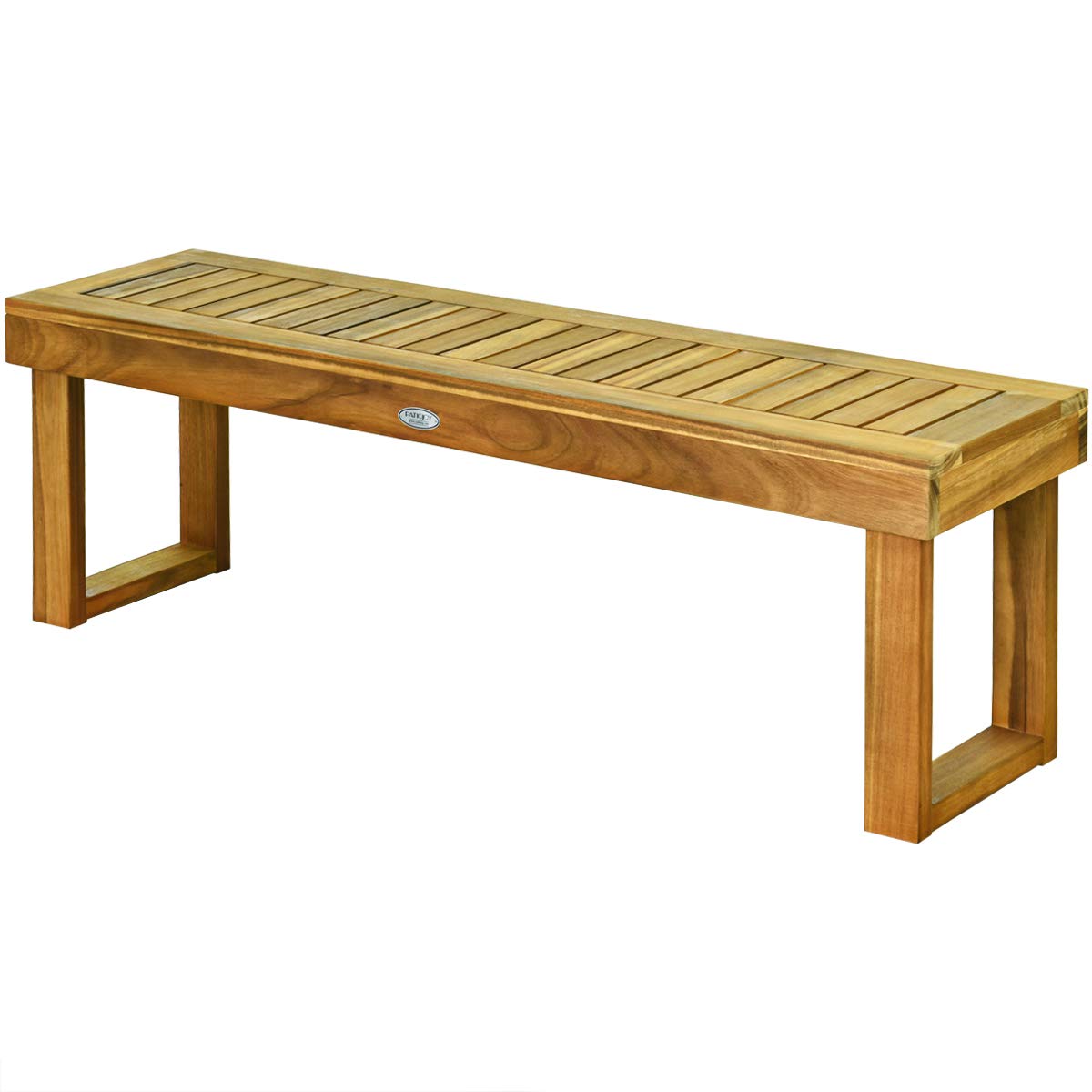 52 Inches Acacia Wood Outdoor Bench, Wood Bench for Dining Room Entryway Poolside