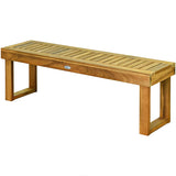 52 Inches Acacia Wood Outdoor Bench, Wood Bench for Dining Room Entryway Poolside