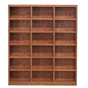 " Tall 18-Shelf Triple Wide Wood Bookcase in Dry Oak