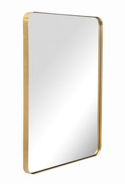 Bathroom Wall Mirror with Metal Frame Gold, 22x30x1’’ Rounded Corner Rectangle