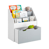 Children Kids Bookcase with Drawer and Wheels,Book Shelf Storage Display Rack Organizer