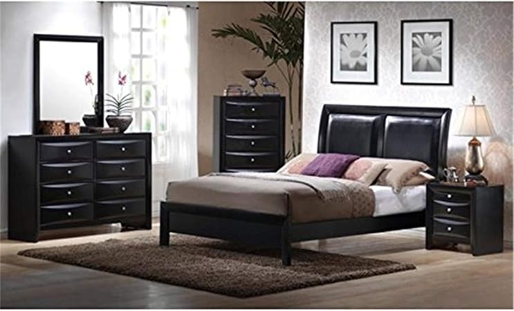 Briana Queen Bed 5-Piece Set, Black