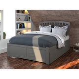Solid Wood Full Platform Bed of with Twin Trundle in Gray