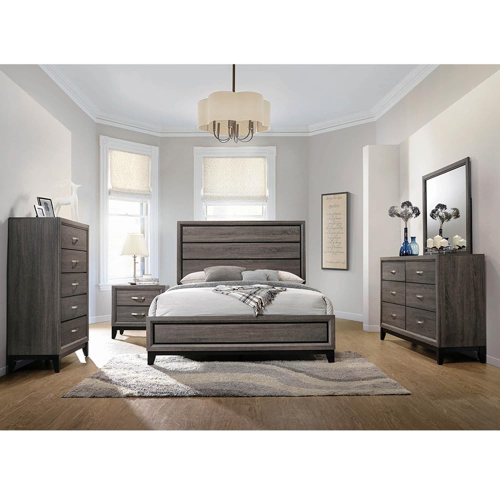 Watson Queen Bed 5-Piece Set, Grey Oak