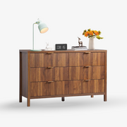 Dresser Cabinet, Long Nightstand with Drawers and Storage Cabinet, Farmhouse Solid