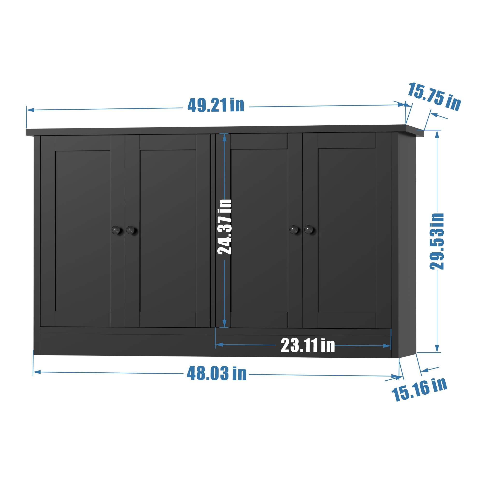 Black Buffet Storage Cabinet with W Coffee Bar Cabinet
