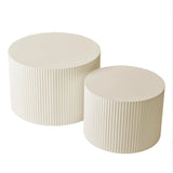 Nesting Coffee Table Set of 2, Modern Drum Side Table End Table