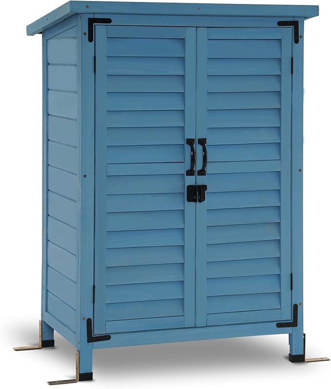 Outdoor Storage Cabinet, Small Storage Shed with Removable Shelf, Wood Garden Shed