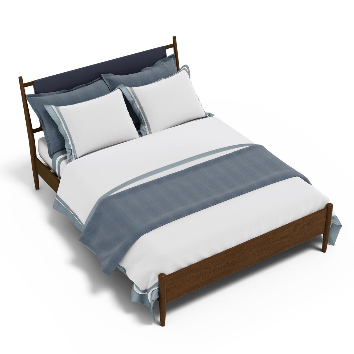 Queen Bed Frame,Solid Wooden Bed Frame with PU Leather Headboard, Platform Bed