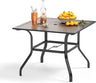 Metal Steel Slat Dining Rectangle Table with Adjustable Umbrella Hole