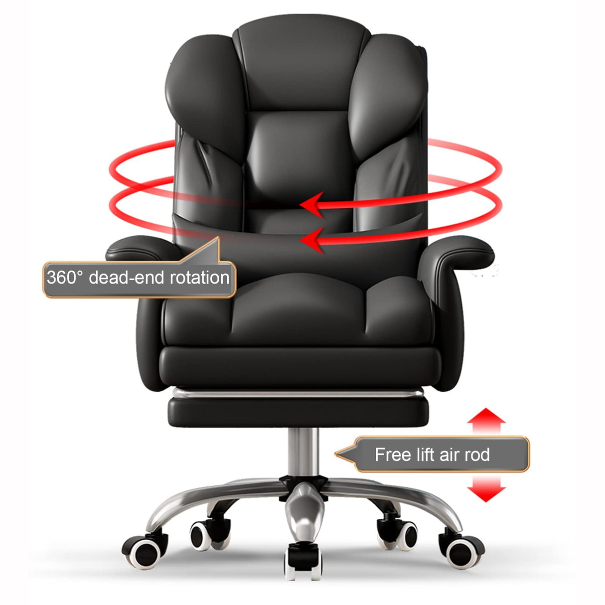 Office Chair, sedentary Comfortable Latex Cushion + 360 ° Rotation + footrest, liftable