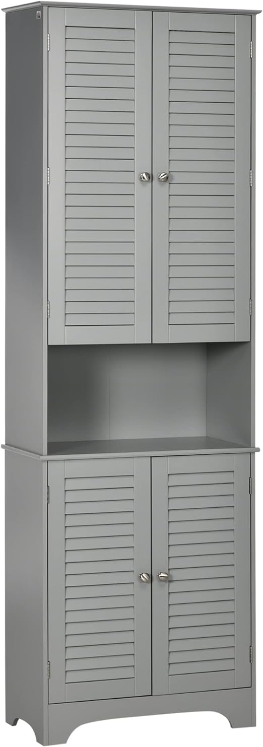 Tall Narrow Bathroom Storage Cabinet with Doors and Shelf Adjustability