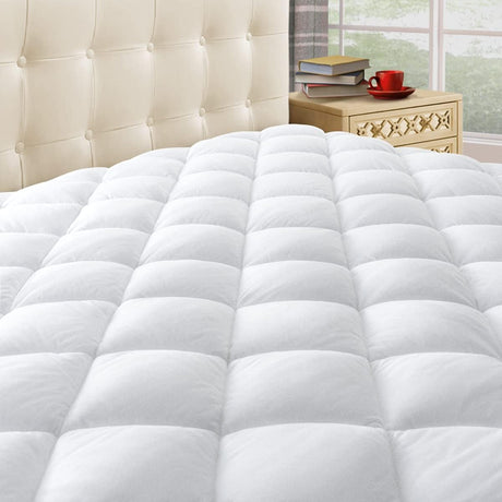 Queen Quilted Mattress Pad Cover with Deep Pocket (8"-21"), Cooling Soft Pillowtop Bed