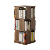 Wooden Revolving Bookcase for Kids & Adults,Floor Standing Display Shelf Storage Rack，3/4/5 Tier Corner Bookcase Rotating Bookshelf tower,360 Square Swivel Bookcase Rotating Bookshelf tower.(Walnut,4-