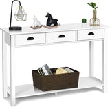 Console Table with 3 Drawers, Sofa Side Table with Shelf