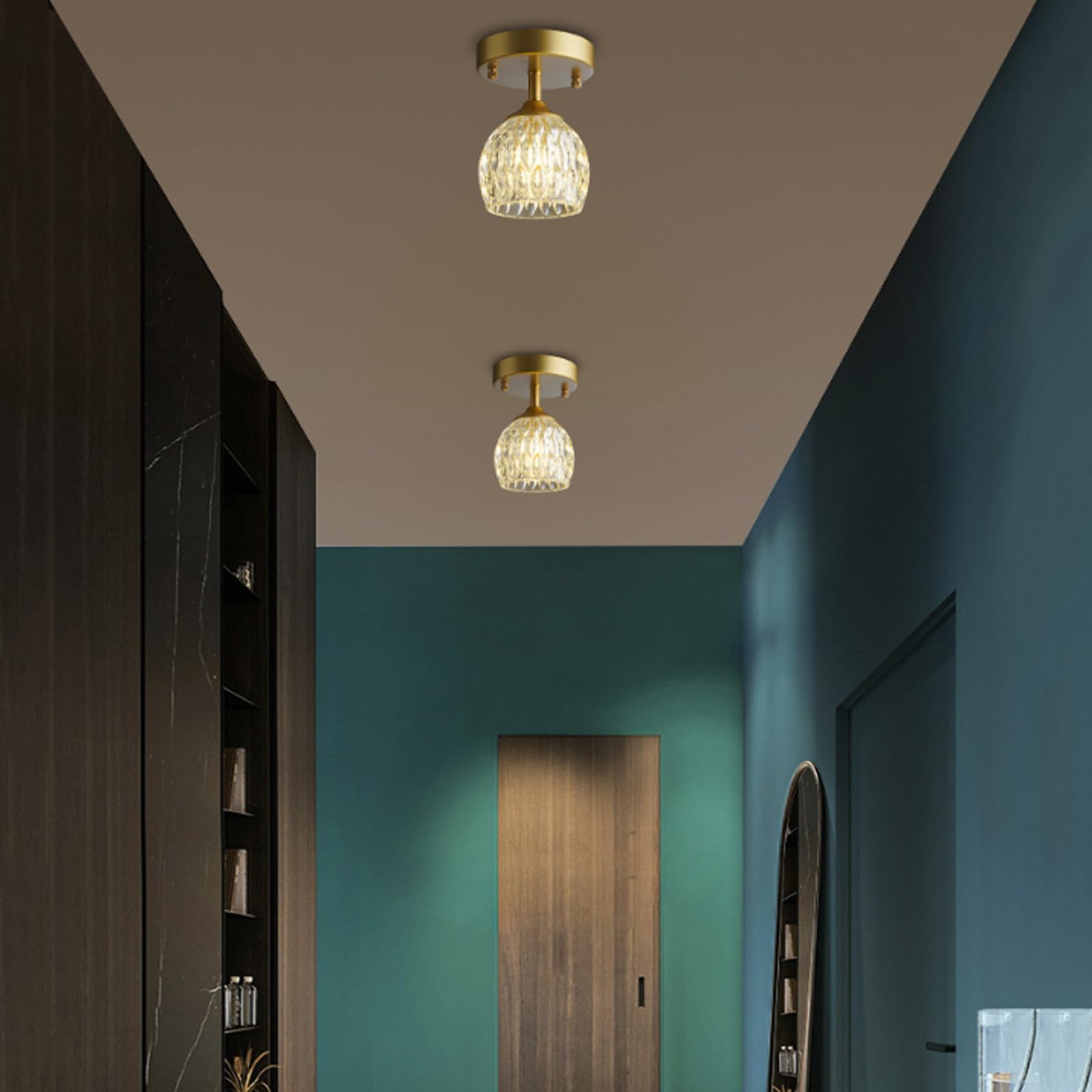 4.7 Inch Iron Glass Lampshade Semi Flush Mount Ceiling Light