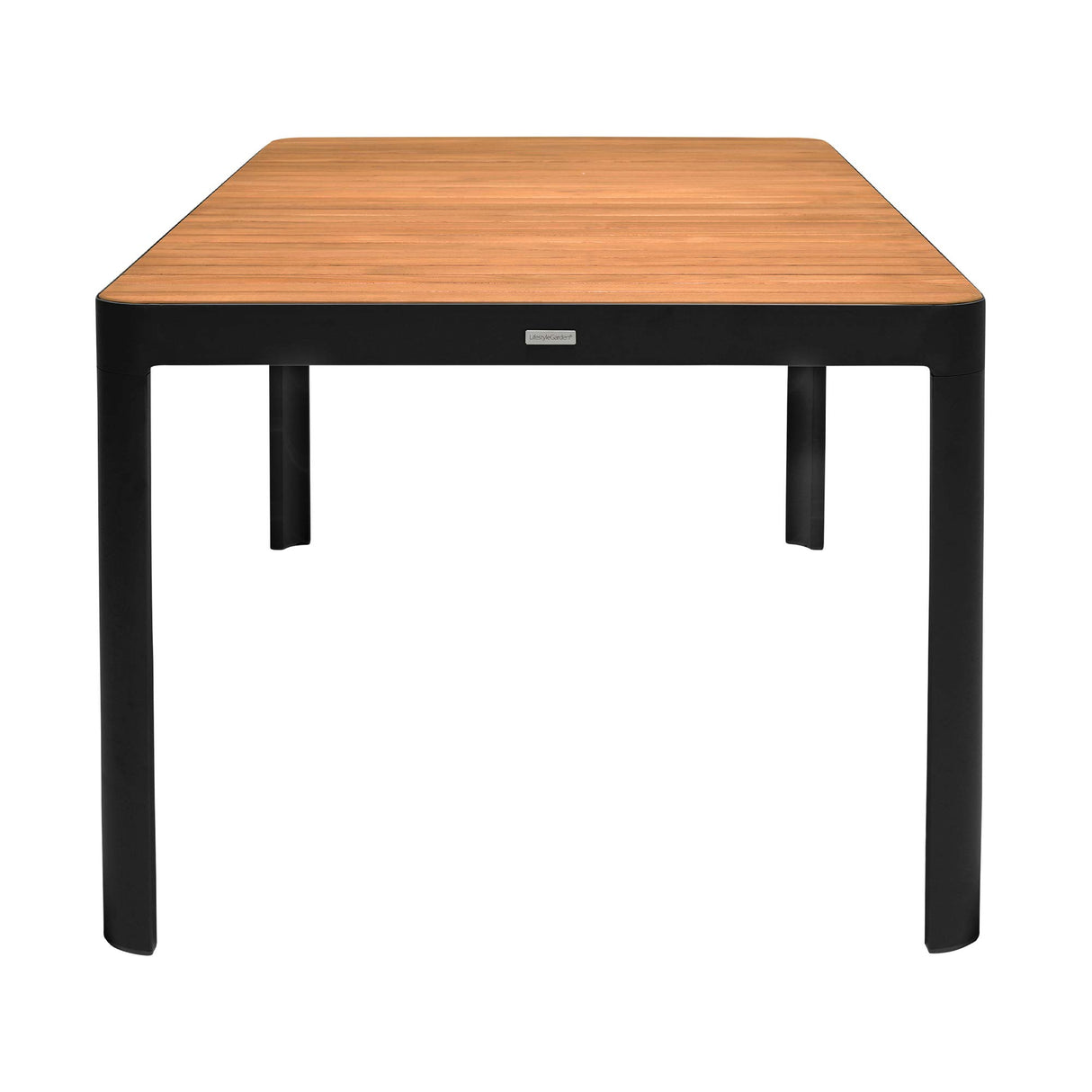 LCPDDITKDK Darks Portals Outdoor Black Rectangle Teak Wood & Aluminum Dining Table
