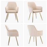 Velvet Dinning Chair Set of 4 Mid-Back Accent Chair Modern Leisure Armchair with Gold
