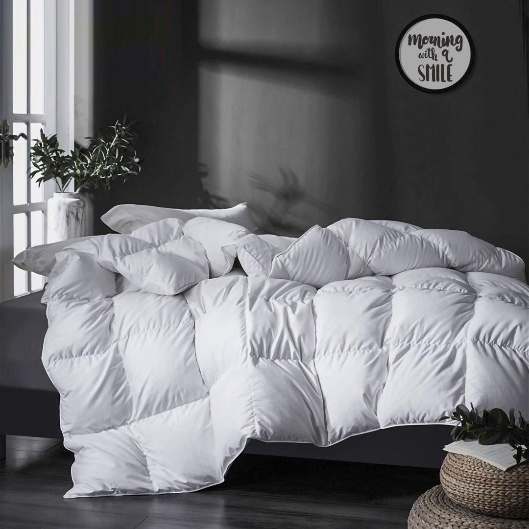 Luxurious King Size Feathers Down Comforter, Ultra-Soft Pima Cotton