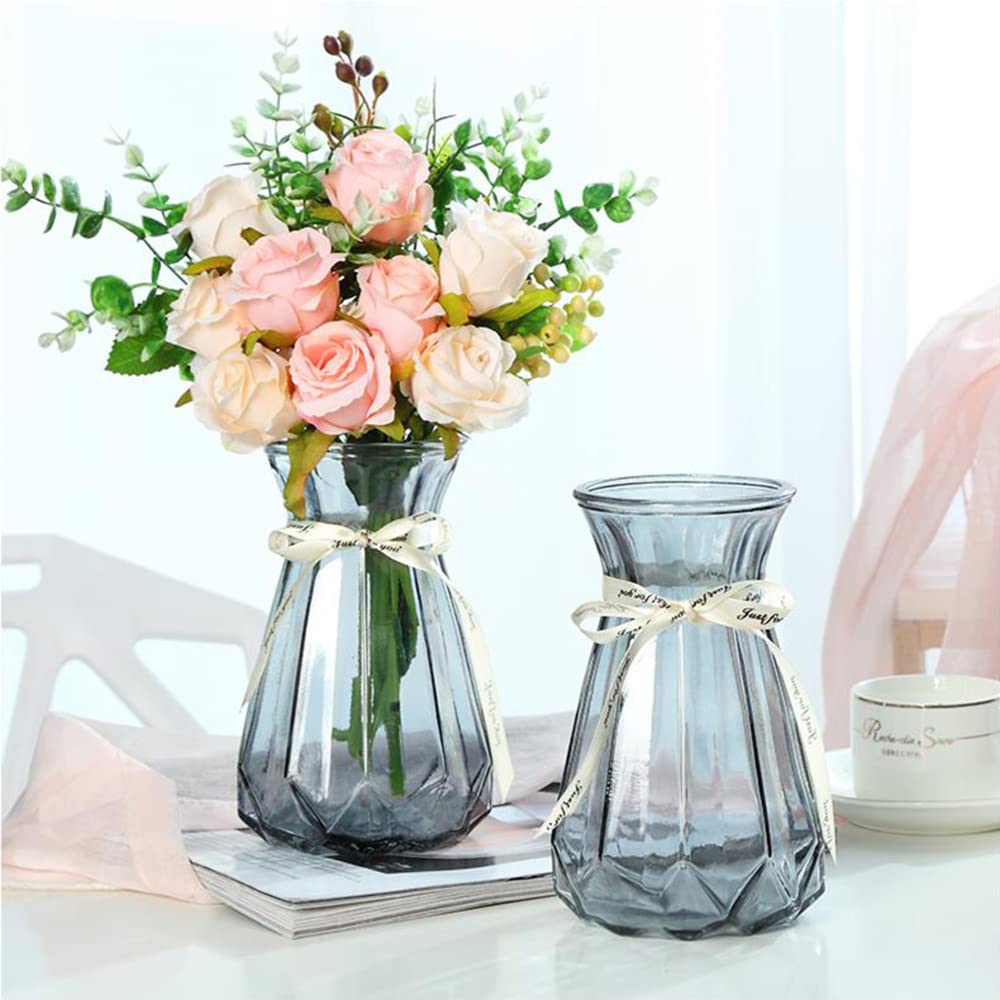 Glass Vase Decor Centerpieces Flower Vase High 7.3", Living Room Decorations Bud Vases