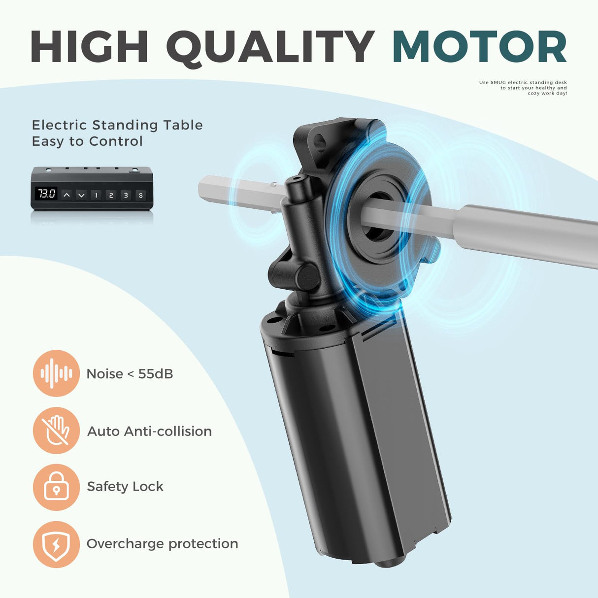 SMUG Standing Desk, 48x24 Inch Ergonomic Adjustable Height Electric Sit Stand Up Down Computer Table with Whole-Piece Desktop Board, Computer Workstation for Home Office, Natural(2 Packages)