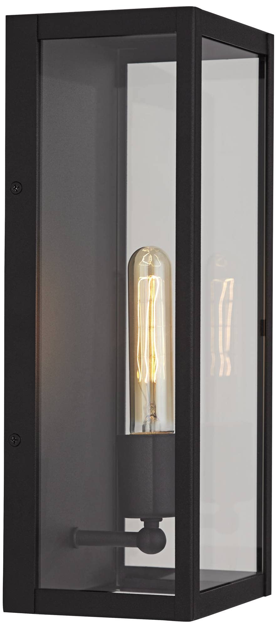 Cornell Modern Industrial Box-Shaped Outdoor Wall Light Fixture Sand Black