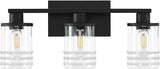 Bathroom Light Fixtures, 3 Light Matte Black Vanity Light Modern Bath Wall Mounted
