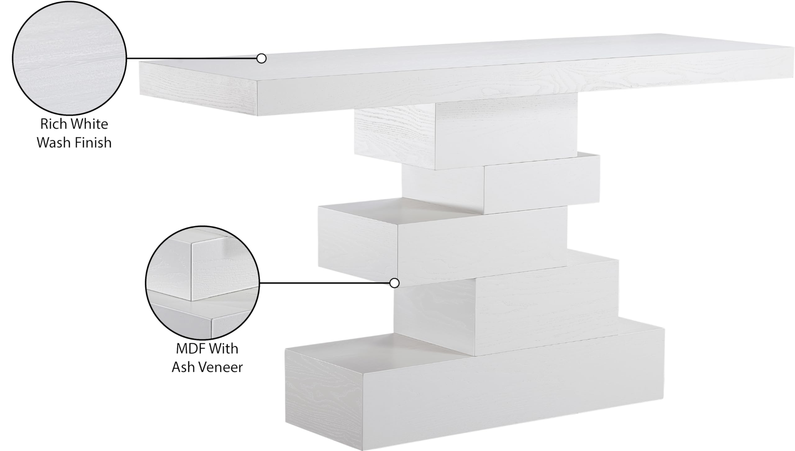 Westmount Collection Art Deco Table with Rich Finish, MDF with Veneer