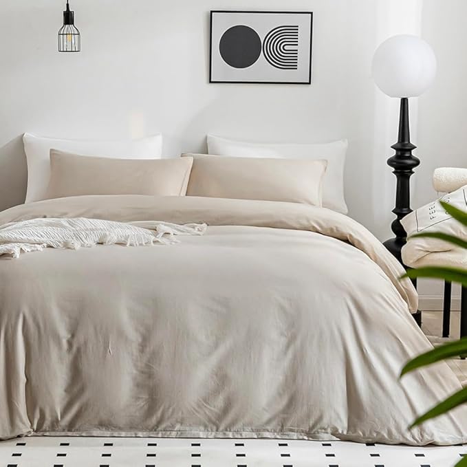 100% Washed Cotton Linen Feel Textured Comforter
