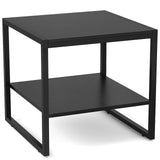 End Table, 20 Inch Square Side Table Modern Night Stand with 2-Tier Storage Shelf