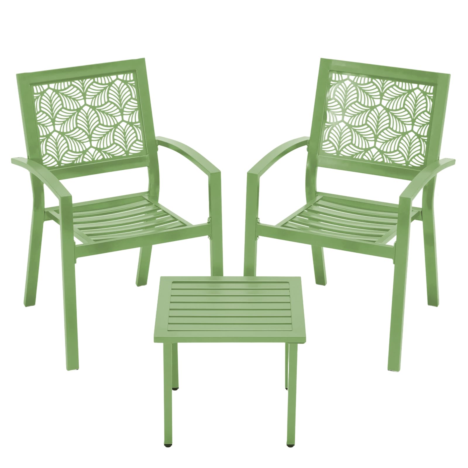 Outdoor Bistro Set for 2, Stackable Modern Porch Furniture Set