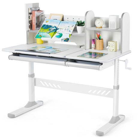 Desk with Hutch and Drawers, 47" Wide Multifunction Ergonomic Study Table, with Two